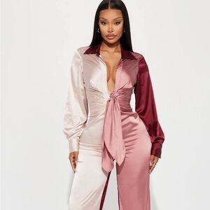 Beauty In A Bottle Satin Jumpsuit - Burgundy/combo
Size: XL NWT